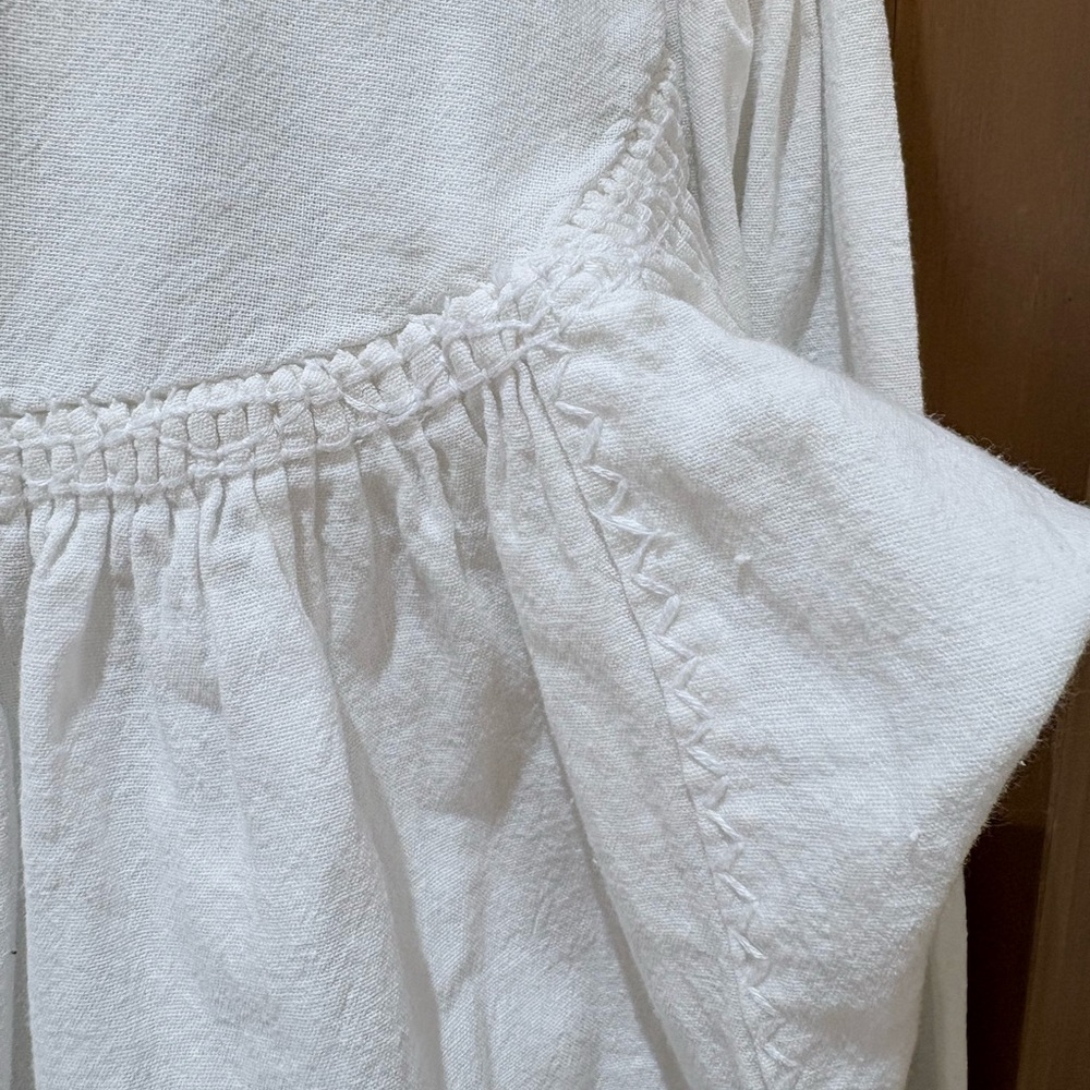 White Cotton Peasant Blouse with Embroidery - Picture 7 of 7